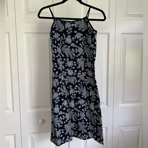 Blue floral dress with zipper on the side